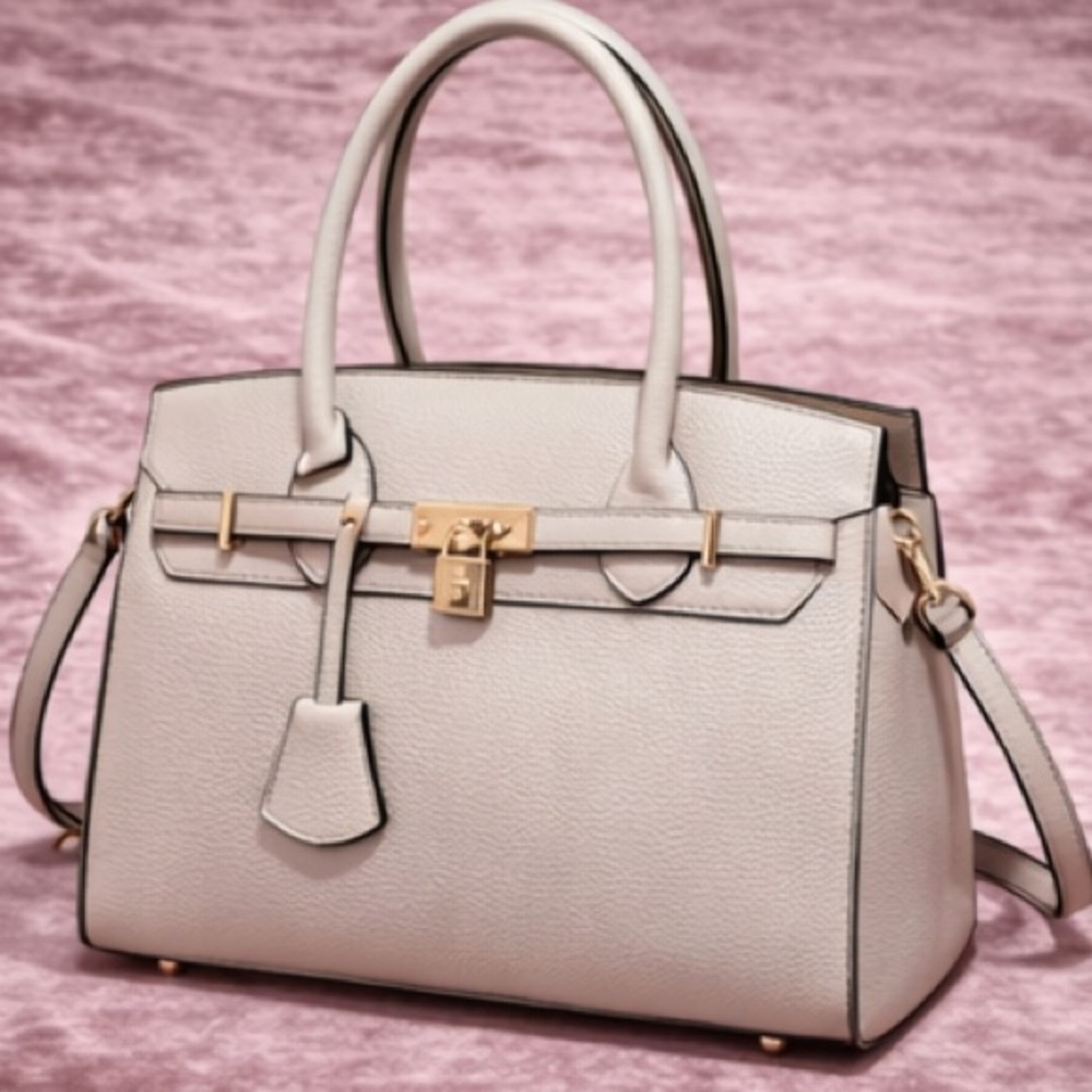 TU.LX Madison 2 Piece Set Leather Birkin-Style Bag Wallet with Crossbody Strap